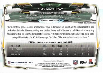 2014 Topps Chrome - Refractor #10 Clay Matthews Back