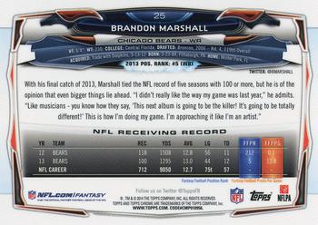 2014 Topps Chrome - Refractor #25 Brandon Marshall Back