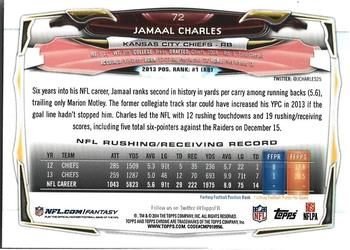 2014 Topps Chrome - Refractor #72 Jamaal Charles Back