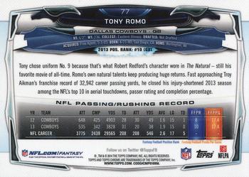 2014 Topps Chrome - Refractor #77 Tony Romo Back