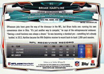 2014 Topps Chrome - Refractor #81 Brian Hartline Back