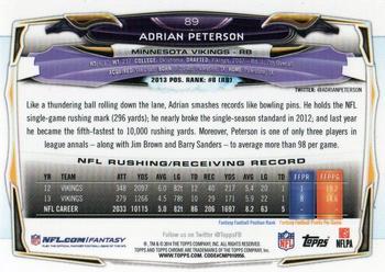 2014 Topps Chrome - Refractor #89 Adrian Peterson Back