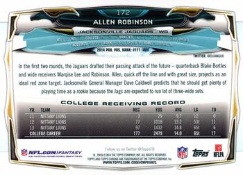2014 Topps Chrome - Refractor #172 Allen Robinson Back