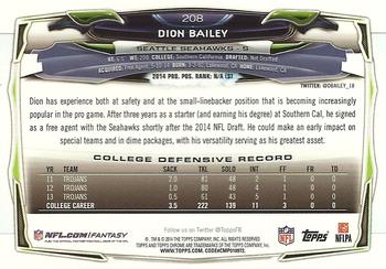2014 Topps Chrome - Refractor #208 Dion Bailey Back