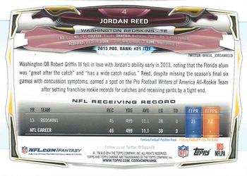 2014 Topps Chrome - Green Refractor #4 Jordan Reed Back