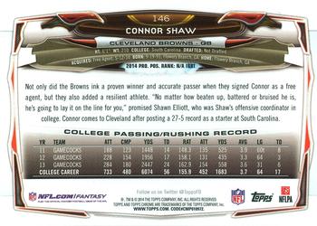 2014 Topps Chrome - Green Refractor #146 Connor Shaw Back