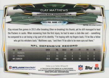 2014 Topps Chrome - Green Refractor #10 Clay Matthews Back