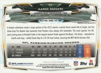 2014 Topps Chrome - Green Refractor #83 Aaron Rodgers Back