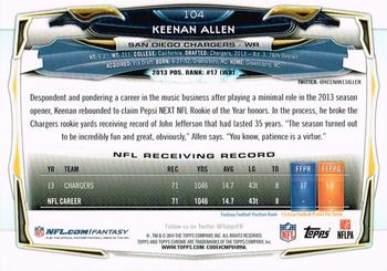 2014 Topps Chrome - Green Refractor #104 Keenan Allen Back