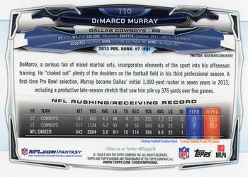 2014 Topps Chrome - Green Refractor #110 DeMarco Murray Back