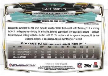 2014 Topps Chrome - Green Refractor #187 Blake Bortles Back