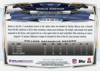2014 Topps Chrome - Green Refractor #190 Marcus Roberson Back