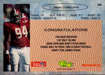 1993 Classic - Draft Stars #DS5 John Copeland  Back