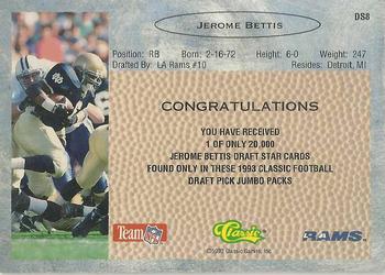 1993 Classic - Draft Stars #DS8 Jerome Bettis  Back