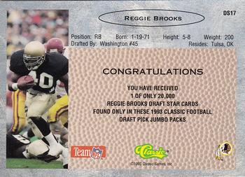1993 Classic - Draft Stars #DS17 Reggie Brooks  Back