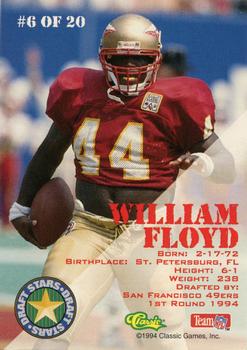 1994 Classic NFL Draft - Draft Stars #6 William Floyd  Back