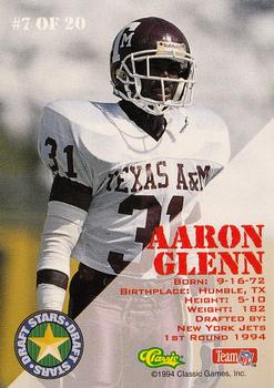 1994 Classic NFL Draft - Draft Stars #7 Aaron Glenn  Back