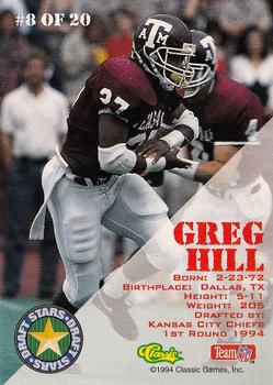 1994 Classic NFL Draft - Draft Stars #8 Greg Hill  Back