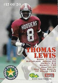 1994 Classic NFL Draft - Draft Stars #12 Thomas Lewis  Back