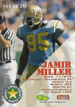 1994 Classic NFL Draft - Draft Stars #14 Jamir Miller  Back