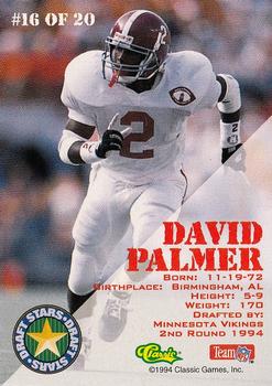 1994 Classic NFL Draft - Draft Stars #16 David Palmer  Back