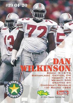 1994 Classic NFL Draft - Draft Stars #19 Dan Wilkinson  Back