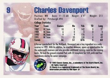 1992 Classic Draft Picks #9 Charles Davenport  Back