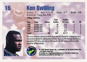 1992 Classic Draft Picks #15 Ken Swilling  Back