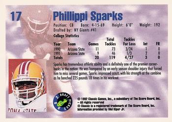 1992 Classic Draft Picks #17 Phillippi Sparks  Back