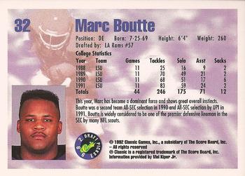 1992 Classic Draft Picks #32 Marc Boutte  Back