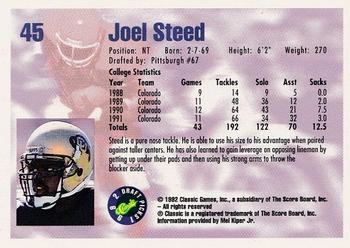 1992 Classic Draft Picks #45 Joel Steed  Back