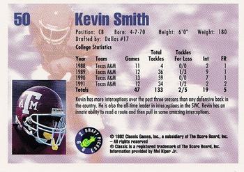1992 Classic Draft Picks #50 Kevin Smith  Back