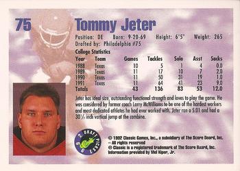 1992 Classic Draft Picks #75 Tommy Jeter  Back