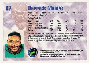 1992 Classic Draft Picks #87 Derrick Moore  Back