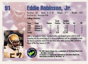 1992 Classic Draft Picks #91 Eddie Robinson, Jr. Back