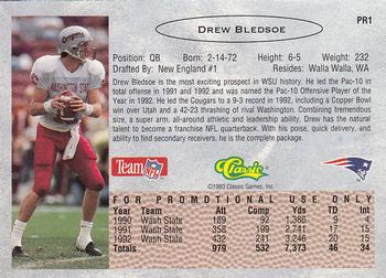 1993 Classic #PR1 Drew Bledsoe  Back
