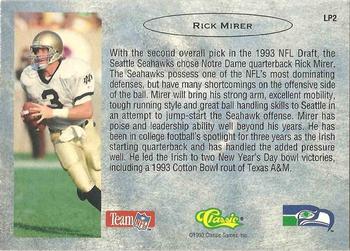 1993 Classic #LP2 Rick Mirer  Back