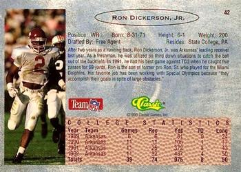 1993 Classic #42 Ron Dickerson  Back