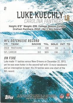 2014 Topps Fire #2 Luke Kuechly Back