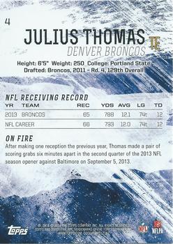 2014 Topps Fire #4 Julius Thomas Back
