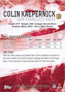 2014 Topps Fire #6 Colin Kaepernick Back