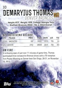 2014 Topps Fire #10 Demaryius Thomas Back