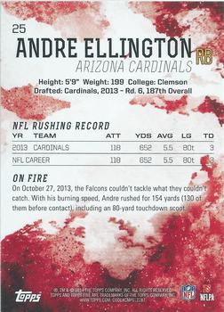 2014 Topps Fire #25 Andre Ellington Back