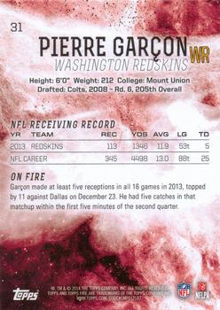 2014 Topps Fire #31 Pierre Garcon Back