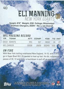2014 Topps Fire #40 Eli Manning Back
