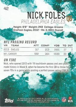 2014 Topps Fire #42 Nick Foles Back
