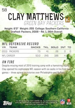 2014 Topps Fire #58 Clay Matthews Back