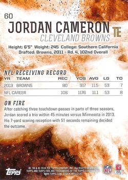 2014 Topps Fire #60 Jordan Cameron Back