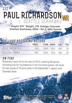 2014 Topps Fire #111 Paul Richardson Back