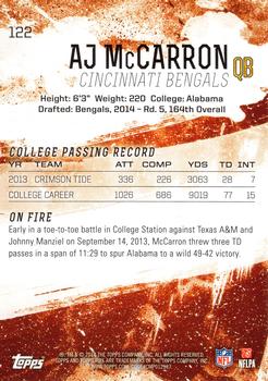 2014 Topps Fire #122 AJ McCarron Back